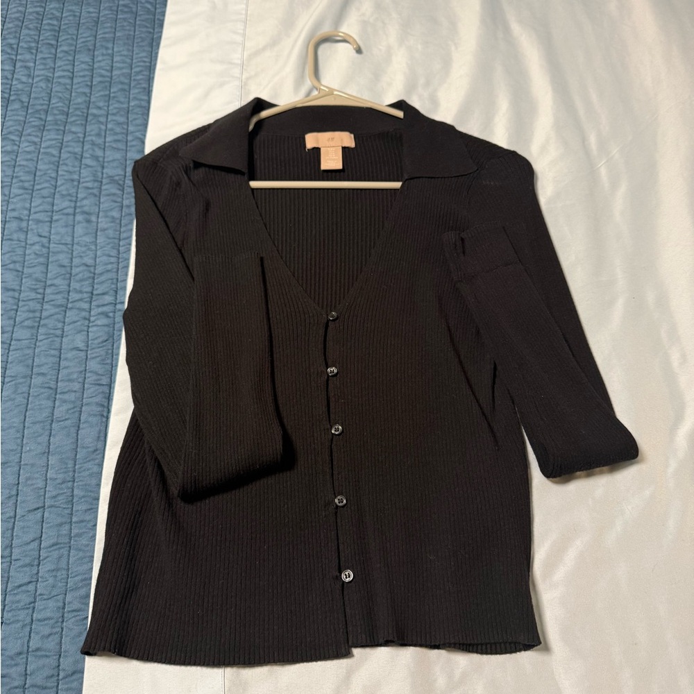 H&M Black Ribbed Knit Top